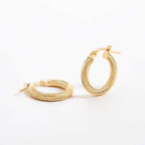 Altın Desenli Halka Küpe - Goldstore