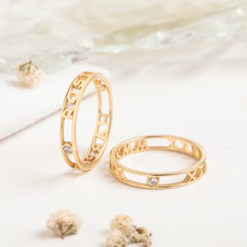 Altın İsim ve Doğum Taşlı Yüzük - Goldstore