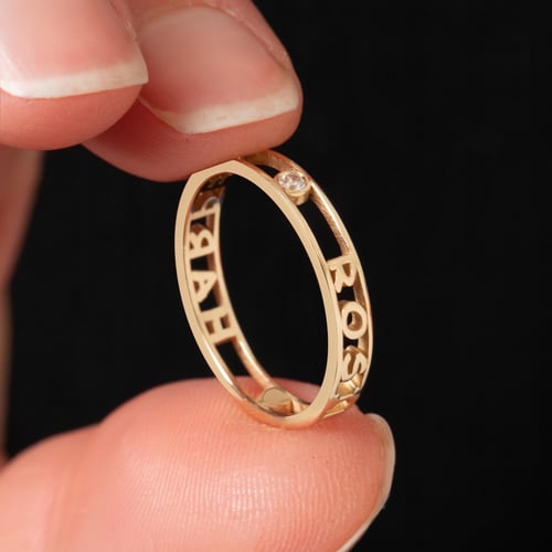 Altın İsim ve Doğum Taşlı Yüzük - Goldstore