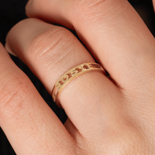 Altın İsim ve Doğum Taşlı Yüzük - Goldstore