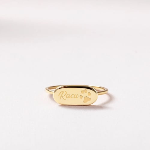 Altın Kişiye Özel Bar Signet Yüzük - Goldstore