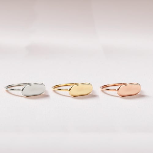 Altın Kişiye Özel Bar Signet Yüzük - Goldstore