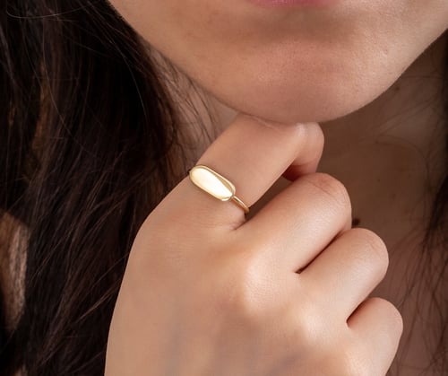 Altın Kişiye Özel Bar Signet Yüzük - Goldstore