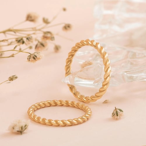 Altın Örgü Halat Yüzük - Goldstore