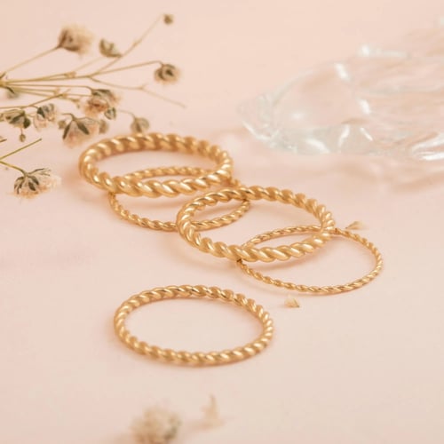 Altın Örgü Halat Yüzük - Goldstore