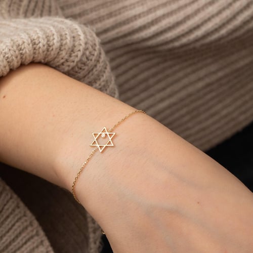 Altın Pırlantalı Davut Yıldızı Bileklik - Goldstore