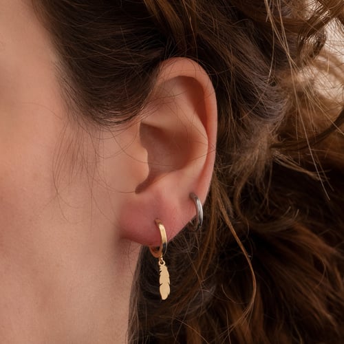 Altın Tüy Detaylı Halka Küpe - Goldstore