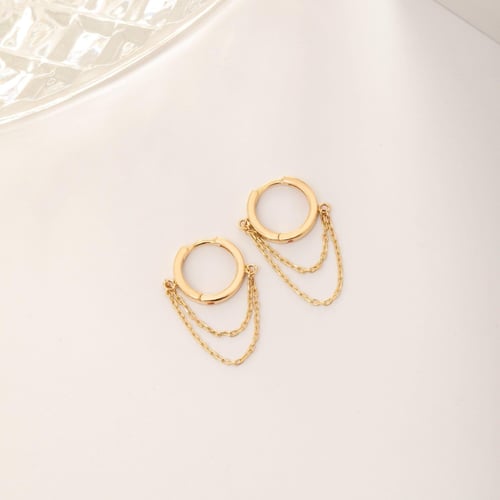 Altın Zincirli Huggie Halka Küpe - Goldstore