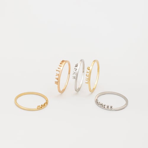 Gold Paw Print Name Ring - Goldstore