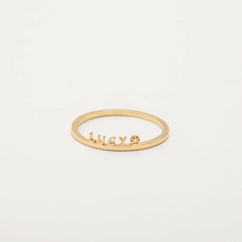 Gold Paw Print Name Ring - Goldstore