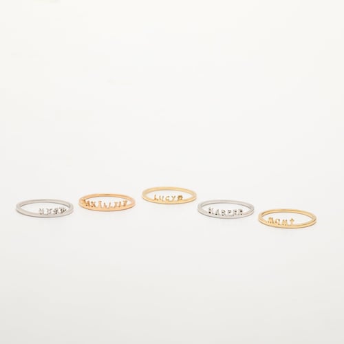 Gold Paw Print Name Ring - Goldstore