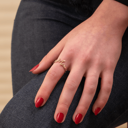 Gold Personalized Handwriting Name Ring - Goldstore