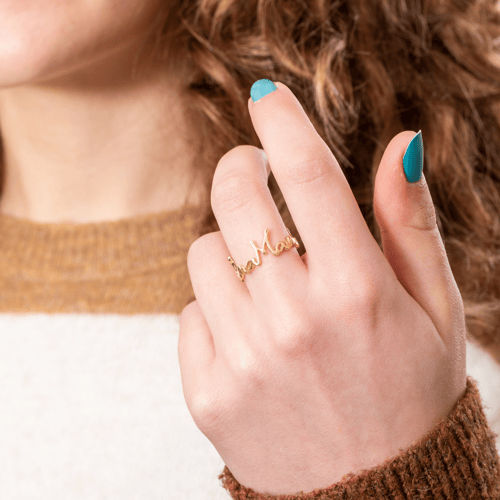 Gold Personalized Handwriting Name Ring - Goldstore