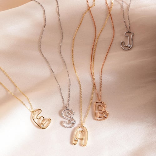 Goldstore-0.01 Karat Pırlanta Harf Kolye 