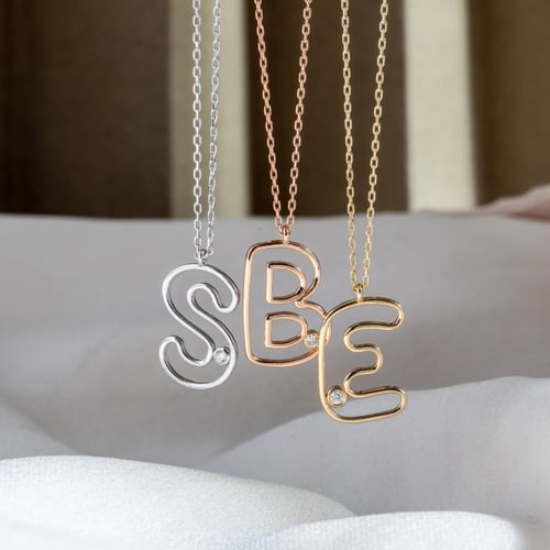 Goldstore-0.01 Karat Pırlanta Harf Kolye 