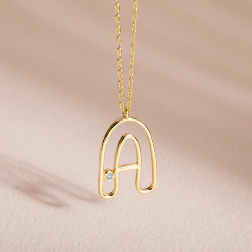 Goldstore-0.01 Karat Pırlanta Harf Kolye 
