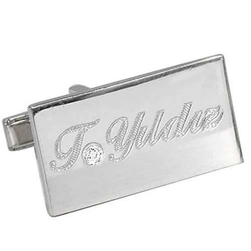 Goldstore-0.02 ct. Pırlanta İsim Kol Düğmesi