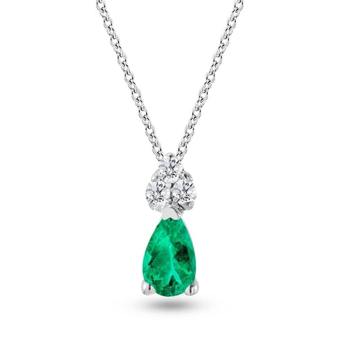 Goldstore-0.04 ct. Pırlanta Zümrüt Kolye