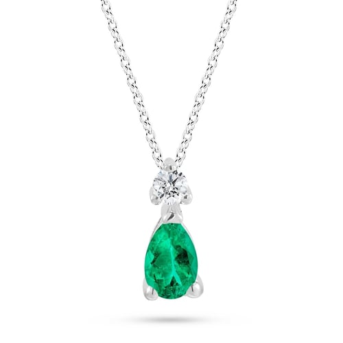 Goldstore-0.04 ct. Pırlanta Zümrüt Kolye