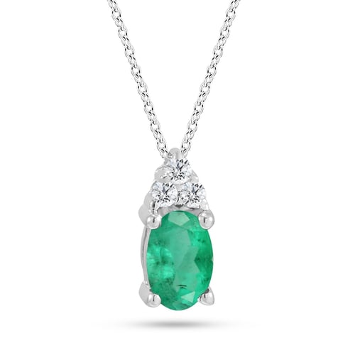 Goldstore-0.05 ct. Pırlanta Zümrüt Kolye