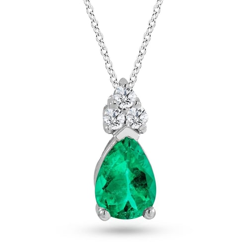 Goldstore-0.06 ct. Pırlanta Zümrüt Kolye