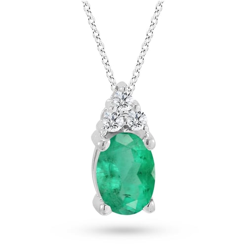 Goldstore-0.06 ct. Pırlanta Zümrüt Kolye
