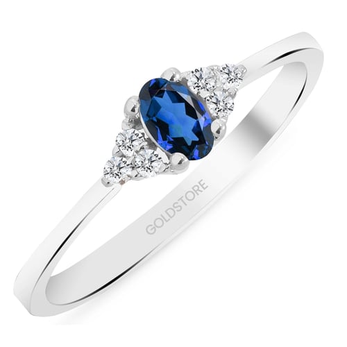Goldstore-0.08 ct. Pırlanta Safir Yüzük
