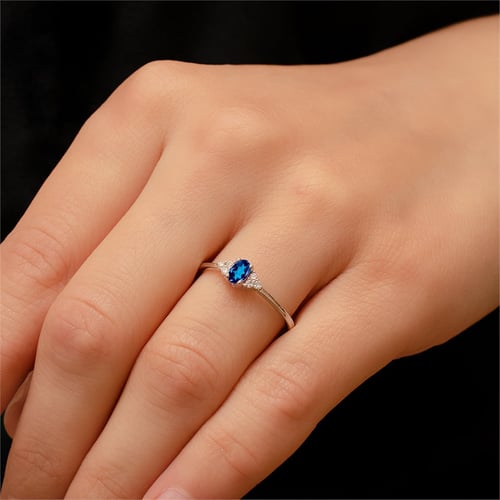 Goldstore-0.08 ct. Pırlanta Safir Yüzük