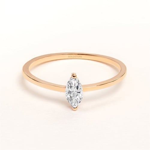Goldstore-0.1 ct. Pırlanta Markiz Yüzük