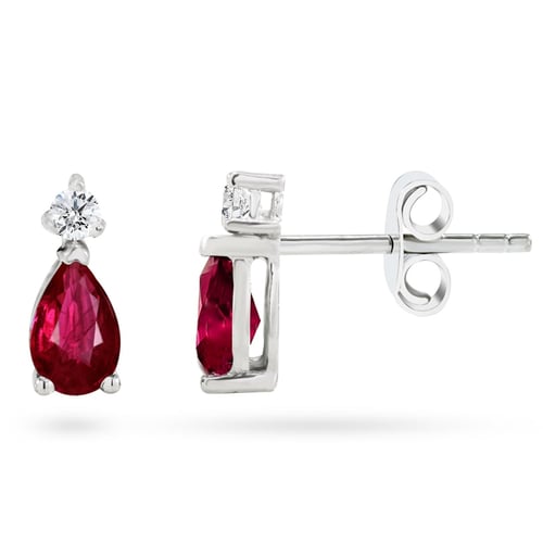 Goldstore-0.1 ct. Pırlanta Yakut Küpe
