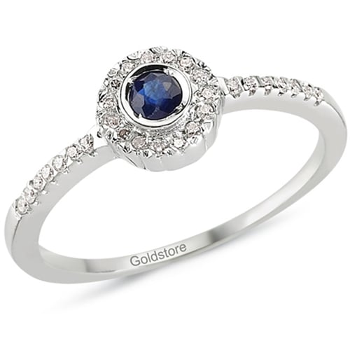 Goldstore-0.11 ct. Pırlanta Safir Fantezi Yüzük
