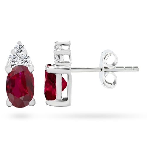 Goldstore-0.12 ct. Pırlanta Yakut Küpe
