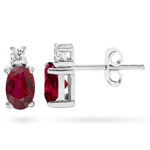 Goldstore-0.12 ct. Pırlanta Yakut Küpe