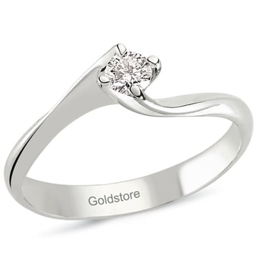 Goldstore-0.15 ct. Pırlanta S Kollu Tektaş Yüzük