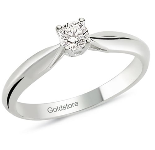Goldstore-0.18 ct. Pırlanta Klasik Tektaş Yüzük