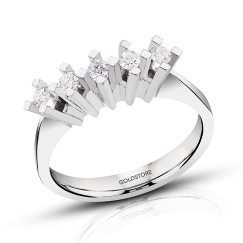 Goldstore-0.25 ct. Pırlanta 5 Taş Yüzük