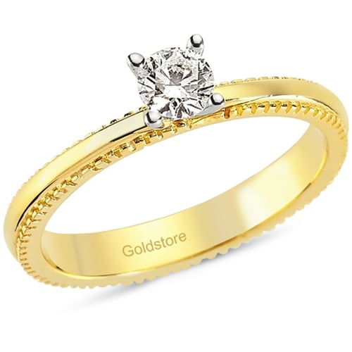 Goldstore-0.32 ct. Pırlanta Klasik Tektaş Yüzük