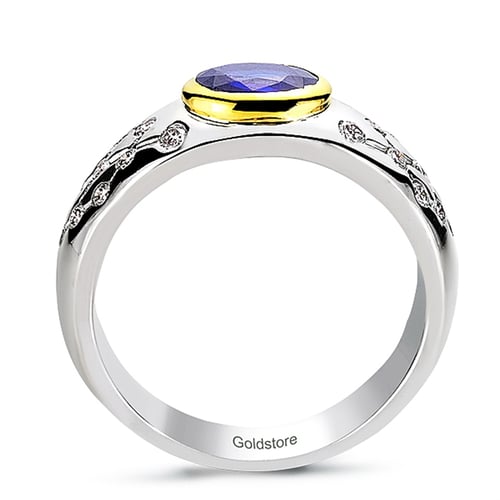 Goldstore-0.37 ct. Pırlanta Safir Yüzük