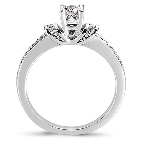 Goldstore-0.4 ct. Pırlanta Yan Kollar Taşlı Tektaş Yüzük