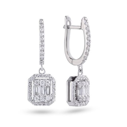 Goldstore-0.66 ct. Pırlantalı Baget Küpe