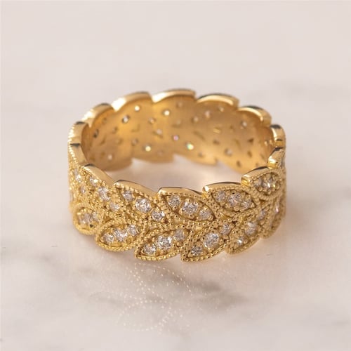 Goldstore-0.75 ct. Pırlanta Yaprak Tamtur Yüzük