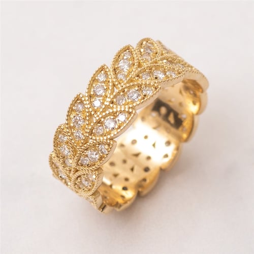 Goldstore-0.75 ct. Pırlanta Yaprak Tamtur Yüzük
