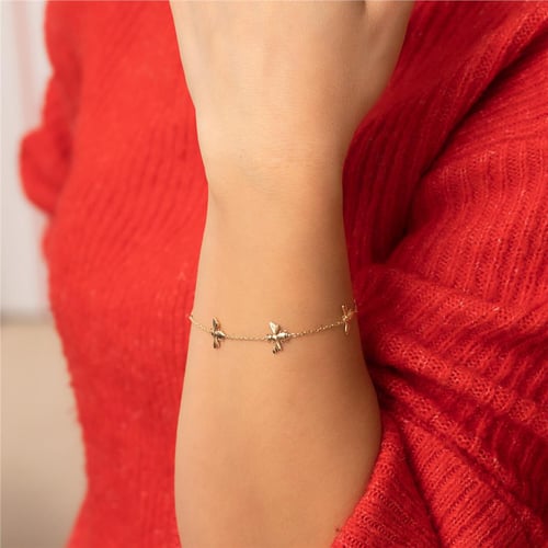 Goldstore-14K 18K Gold Bee Bracelet, Dainty Bumblebee Real Gold Bracelet, Honey Bee Rose Gold Bracelet Gift for Mom Gift for Her, Girlfriend Gift