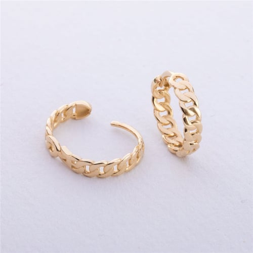 Goldstore-14K 18K Solid Gold Curb Chain Hoop Earring, Gourmet Cuban Chain Earrings, Dainty Everyday Chain Earring, Long Chunky Chain Earrings For Her