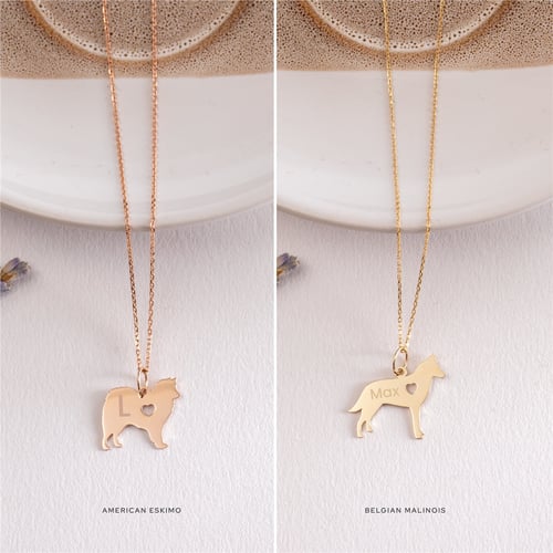 Goldstore-14k 18k Solid Gold Custom Dog Breed Necklace, Cute Animal Lover Pendant, Best Friend Pet Necklace, Animal Jewelry, Dog Lover Jewelry