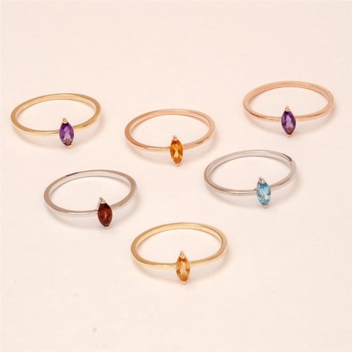 Goldstore-14K 18K Solid Gold Simple Marquise Ring, Dainty Natural Marquise Diamond or Gemstones Ring is a Great Gift For Her. Gift For Women