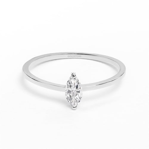 Goldstore-14K 18K Solid Gold Simple Marquise Ring, Dainty Natural Marquise Diamond or Gemstones Ring is a Great Gift For Her. Gift For Women
