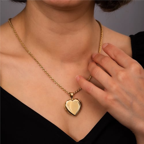 Goldstore-14K Solid Gold Custom Locket Pendant, Two Photo Heart Shaped Locket , Round Keepsake Locket , Oval Memorial Family Jewelery, Gift For Her