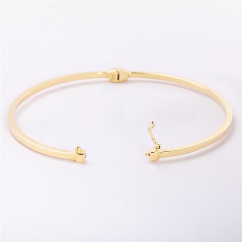 Goldstore-14K Solid Gold Dainty Hinged Bracelet, Plain Gold Bangle Bracelet, Hinged 2 mm Wide Bangle, Simple Stacking Gold Cuff, Thin Gold Bracelet