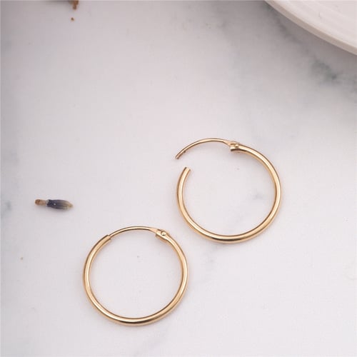 Goldstore-14K Solid Gold Hoop Earrings, Dainty Thin Wire Hoops, Delicate Everyday Earrings, Large - Medium - Small Wire Hoop Earrings, Gift For Her